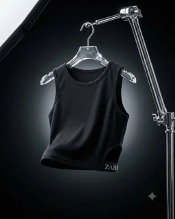 کراپ زنانه مشکی کبریتی ZARA