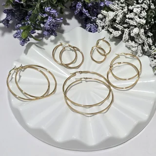 گوشواره حلقه‌ای استیل طلایی