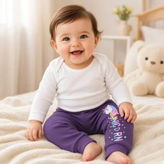 شلوار دخترانه نوزادی طرح یونیکورن