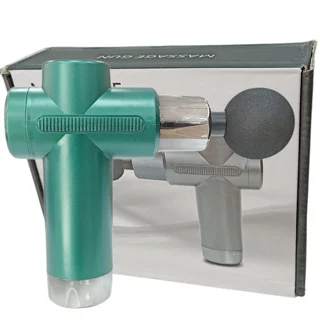 ماساژور تفنگی و حرفه ای MASSAGE GUN مدل RF-723 با 4 سری قابل تعویض سبز رنگ