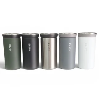تراول ماگ دوجداره برند AMSZM با طرح ENGOY - استیل 316 و حجم 300 میلی لیتر - کد 56