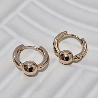 گوشواره ژوپینگ طلایی مدل توپدار طراحی خاص و مینیمال ضد حساسیت همراه با جعبه