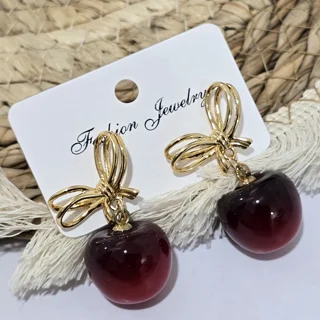 گوشواره میخی پاپیونی گیلاس با ثبات رنگ بالا