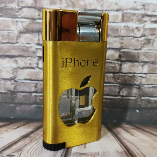 فندک iphone طرح اپل شیشه دار طلایی