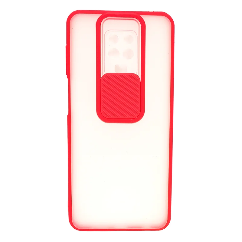 قاب پشت مات شیائومی Note 9 pro محافظ لنزدار کشویی قرمز