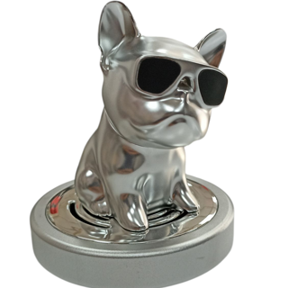خوشبوکننده خودرو طرح سگ Bulldog فلزی (نقره ای رنگ)