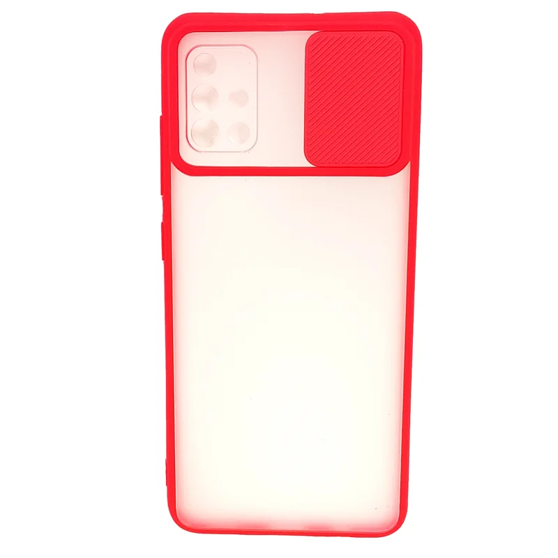 قاب پشت مات Galaxy A51 سامسونگ محافظ لنزدار کشویی قرمز