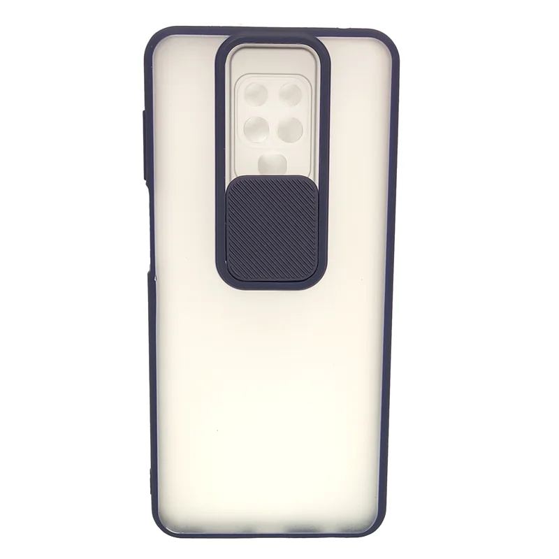قاب پشت مات شیائومی Note 9 pro محافظ لنزدار کشویی سورمه ای