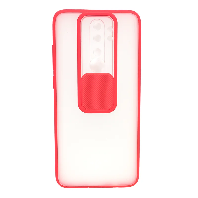 قاب پشت مات شیائومی Note 8 pro محافظ لنزدار کشویی قرمز