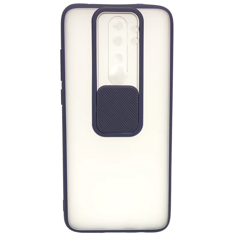 قاب پشت مات شیائومی Note 8 pro محافظ لنزدار کشویی سورمه ای