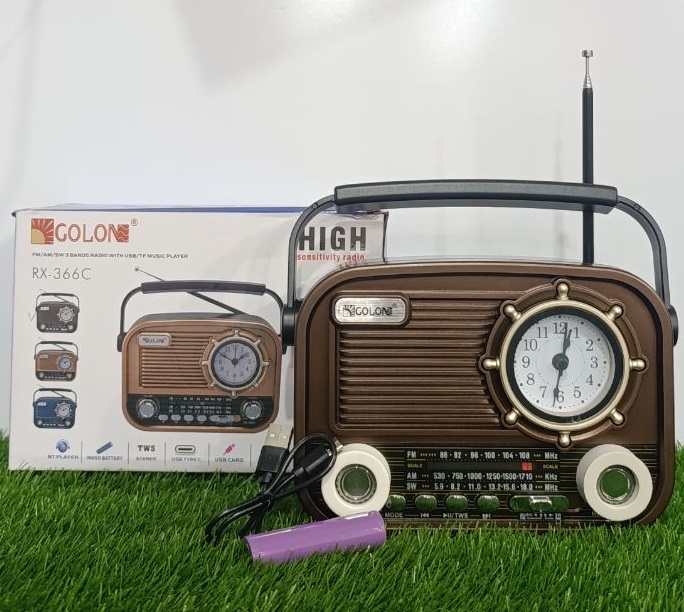 رادیو اسپیکر بلوتوثی ساعت دار HIGH مدل RX-366C شارژی