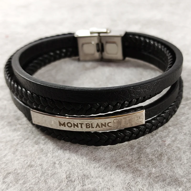 دستبند 4ردیفه مونت بلانک mont blanc مشکی،نقره ای (ارسال رایگان)