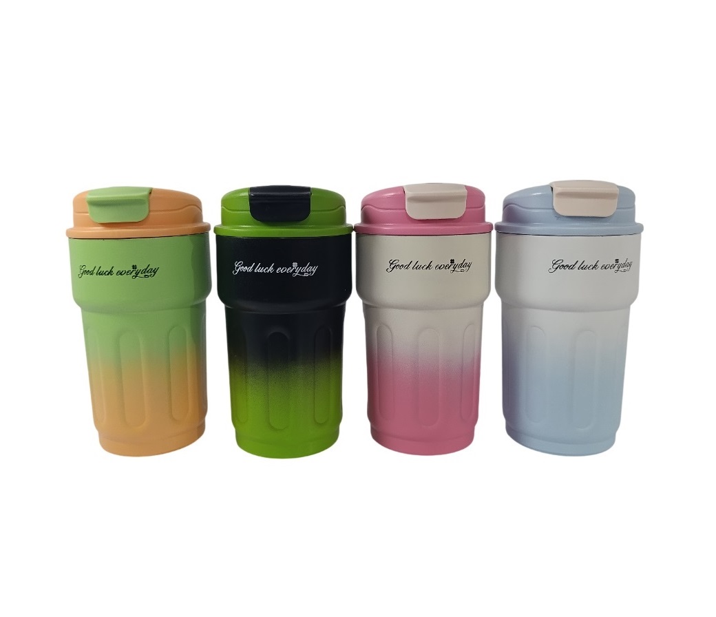 تراول ماگ استیل 500میلی لیتر مدلGood Luck . Everyday طراحی گرادیانی با نمایشگر دما