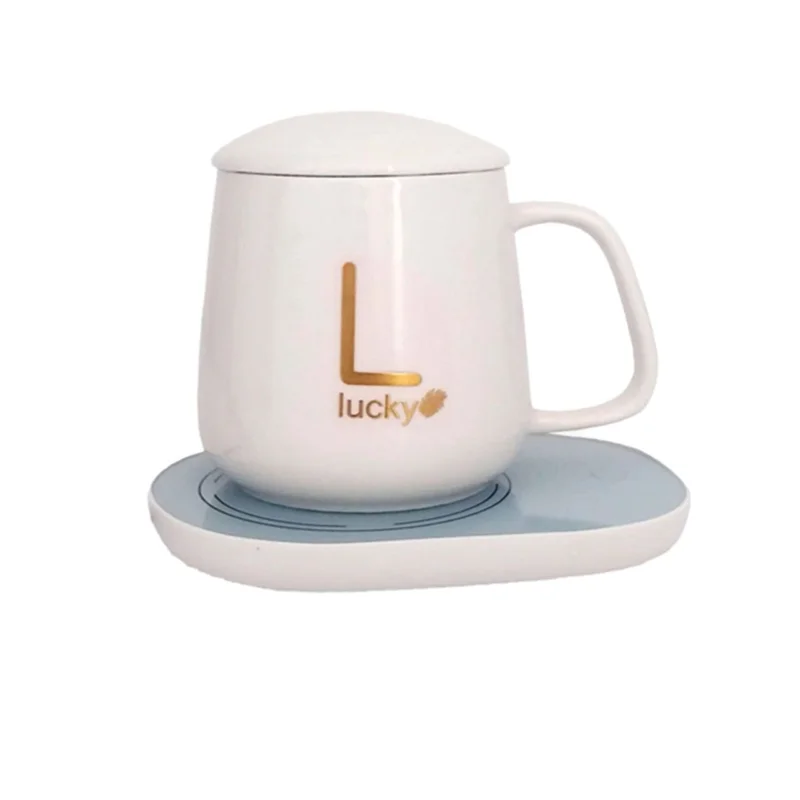 ماگ سرامیکی هیتر دار برقی با پایه گرمکن مدل LUCKY(سفید رنگ)