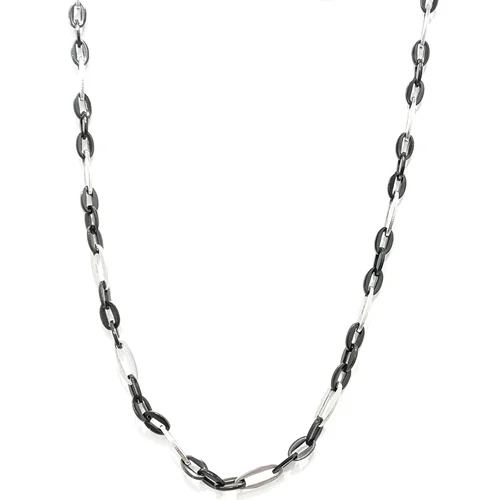 زنجیر حلقه ای درشت استیل رنگ نقره ای ومشکی STAINLESS STEEL
