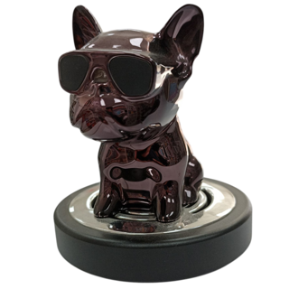 خوشبوکننده خودرو طرح سگ Bulldog فلزی (بادمجانی رنگ)