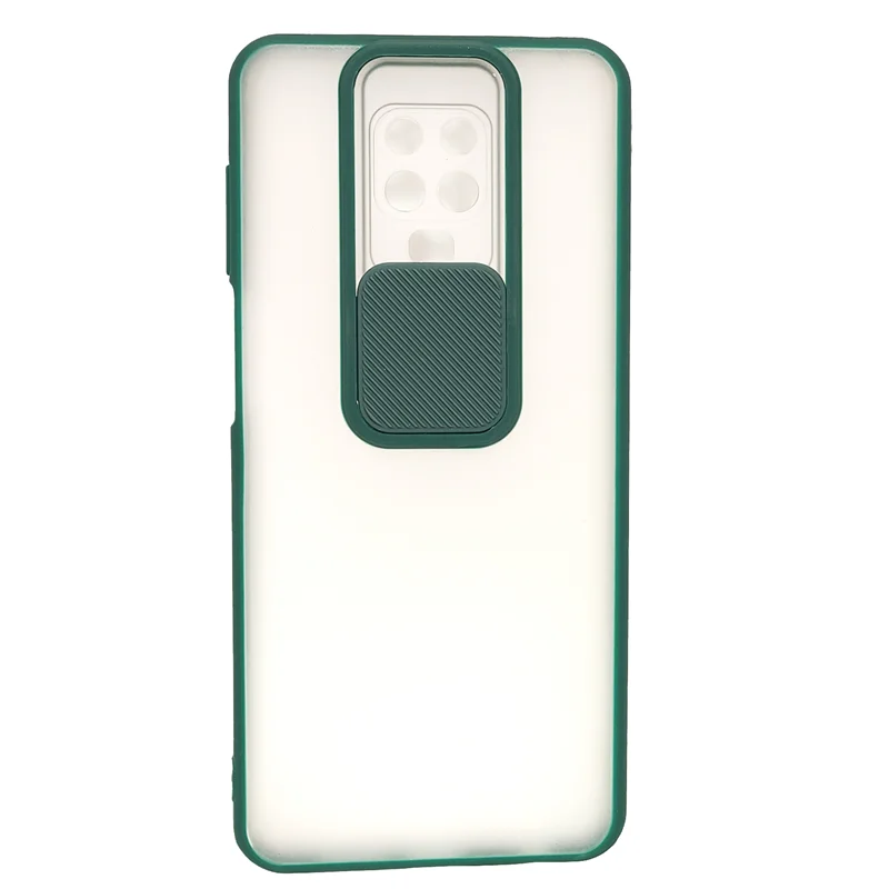 قاب پشت مات شیائومی Note 9 pro محافظ لنزدار کشویی سبز