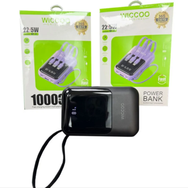 پاوربانک اورجینال 10000 میلی آمپر برند ویکو مدل WP-13 مشکی رنگ